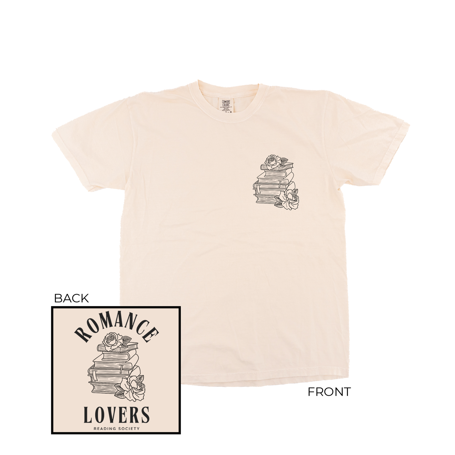 Romance Lovers Reading Society (Pocket & Back) - Tee (Vintage Natural, Short Sleeve)