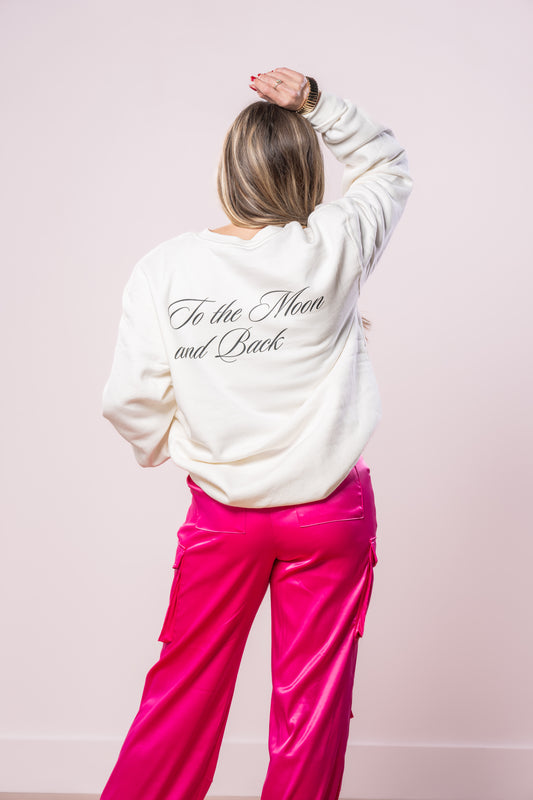 To The Moon and Back, Pinky Promise (Front & Back) - Sweatshirt (Creme)