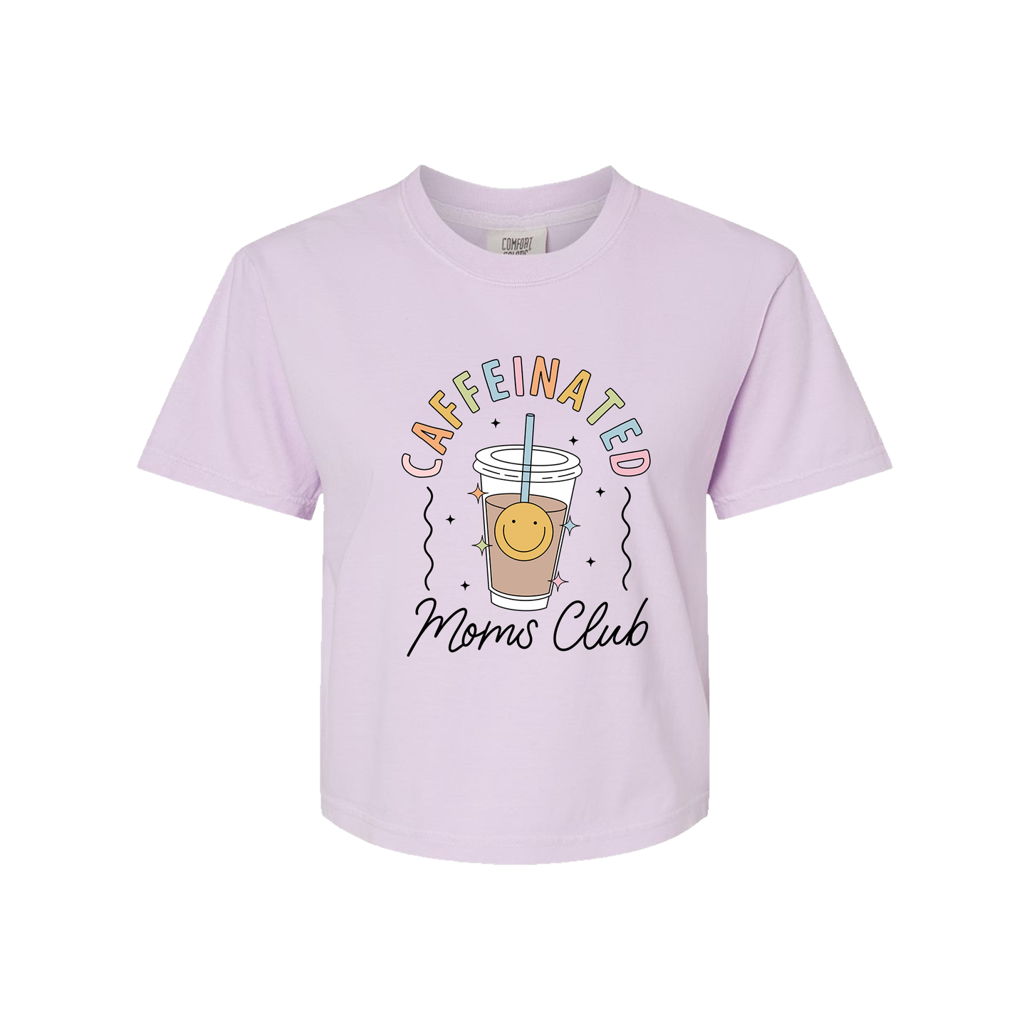 Caffeinated Moms Club - Cropped Tee (Pale Purple)