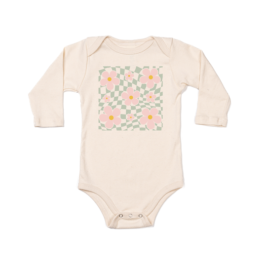 Checkered Daisy - Bodysuit (Natural, Long Sleeve)