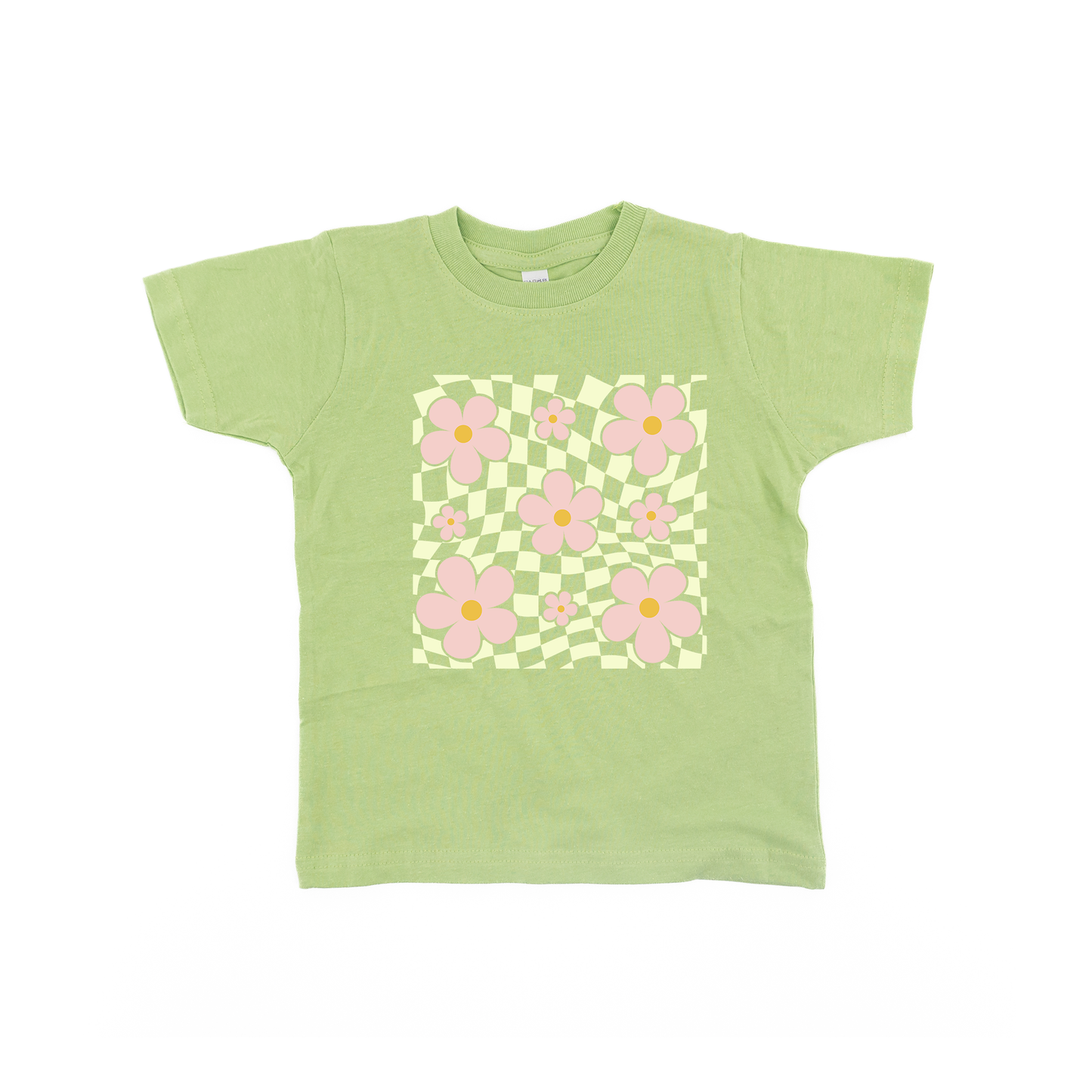 Checkered Daisy - Kids Tee (Green)