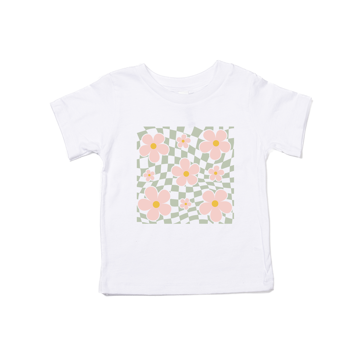 Checkered Daisy - Kids Tee (White)