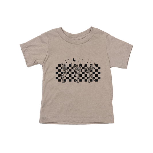 Checkered Dancing Skeletons - Kids Tee (Pale Moss)