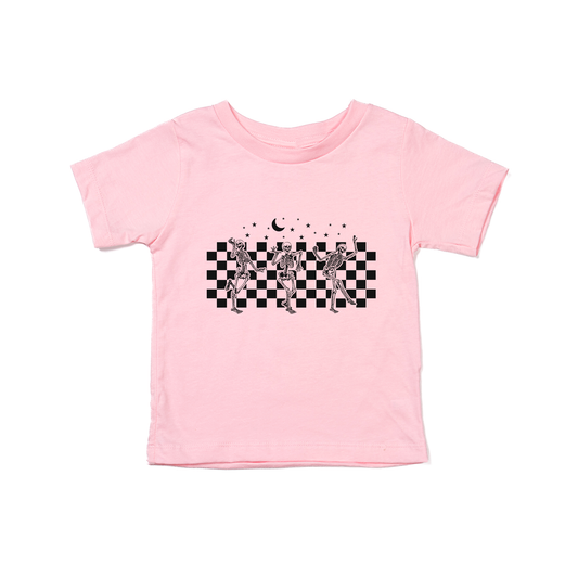 Checkered Dancing Skeletons - Kids Tee (Pink)