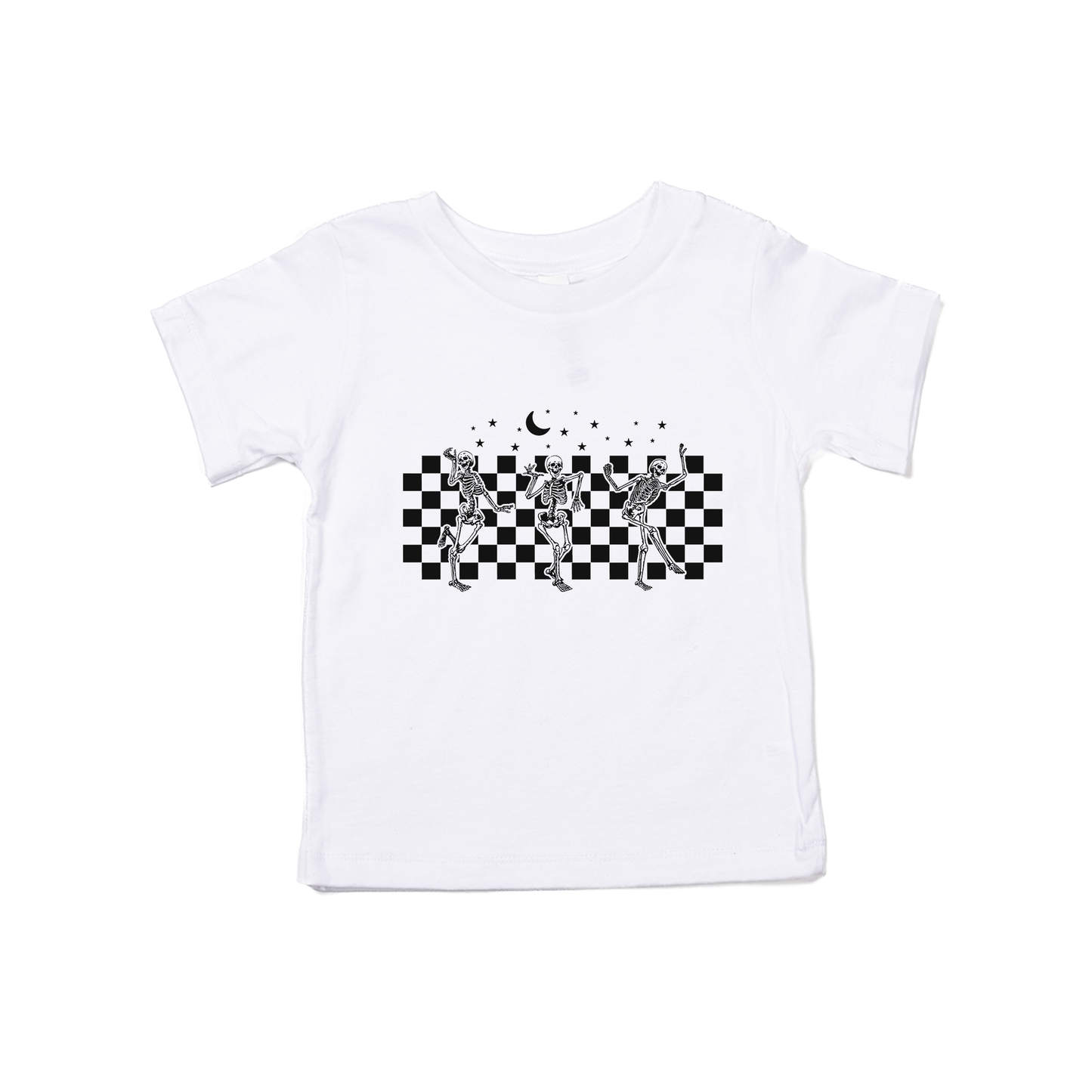 Checkered Dancing Skeletons - Kids Tee (White)