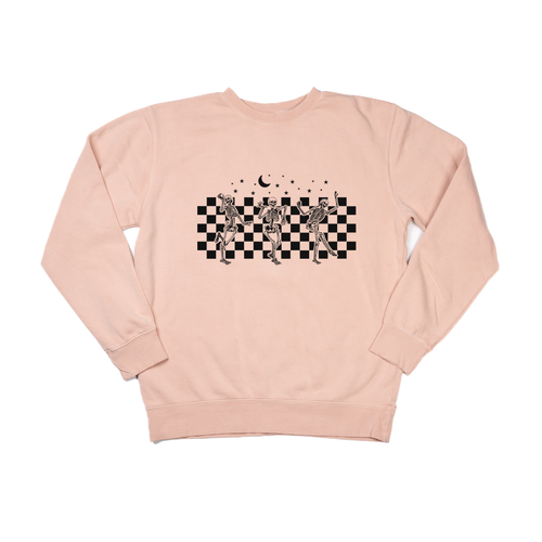 Checkered Dancing Skeletons - Sweatshirt (Dusty Peach)