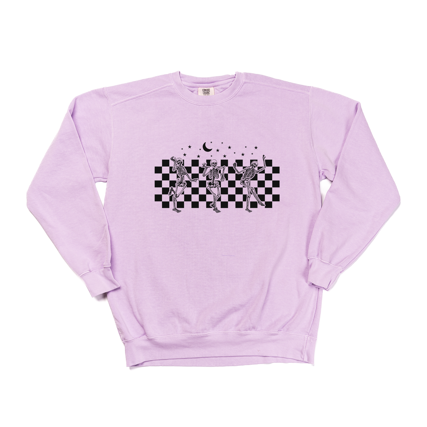 Checkered Dancing Skeletons - Sweatshirt (Pale Purple)