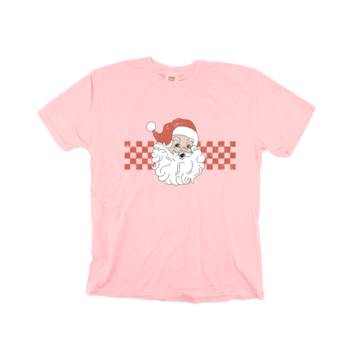 Checkered Santa Claus (Red) - Tee (Pale Pink)