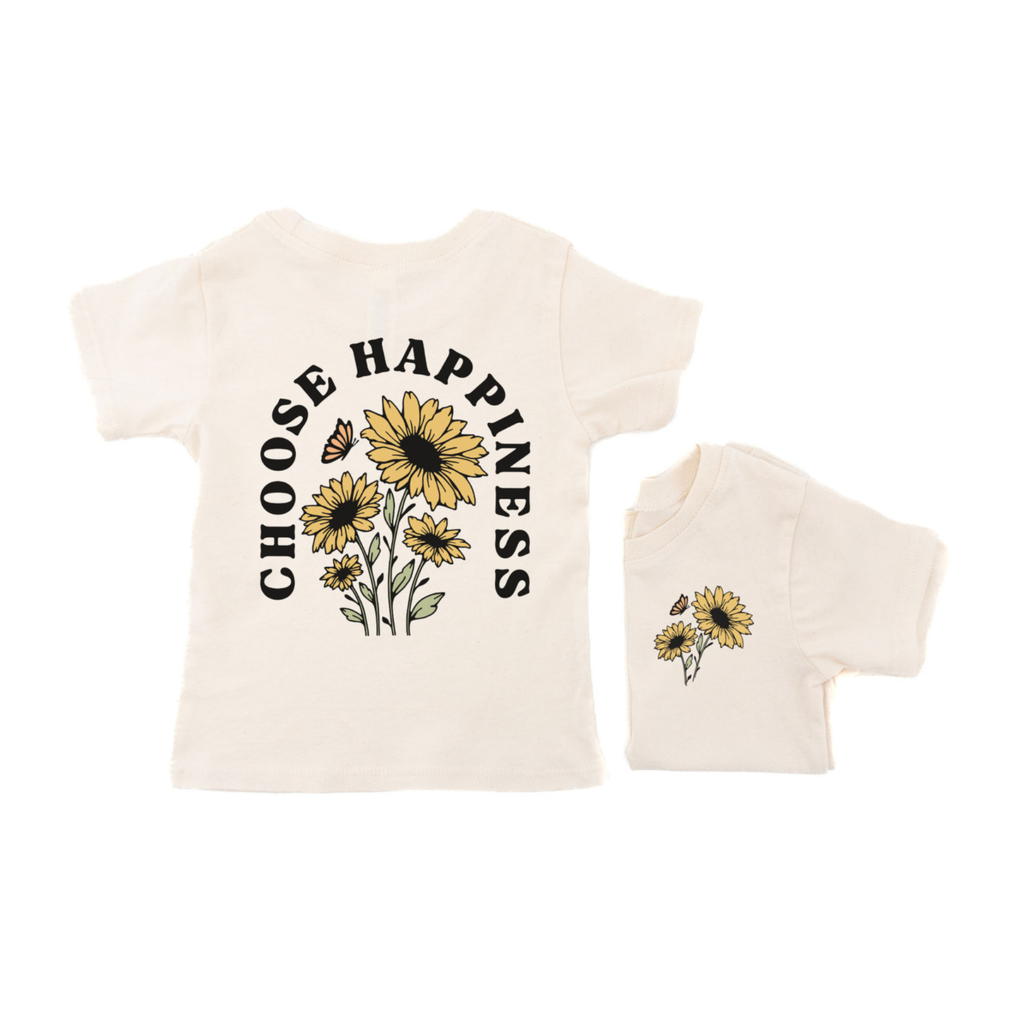 Choose Happiness (Pocket & Back) - Kids Tee (Natural)