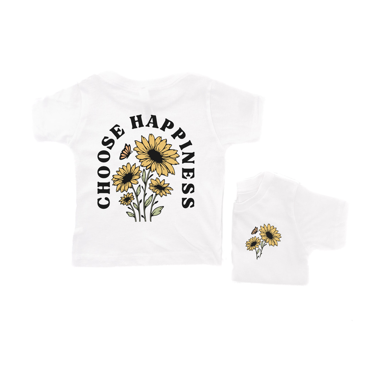 Choose Happiness (Pocket & Back) - Kids Tee (White)