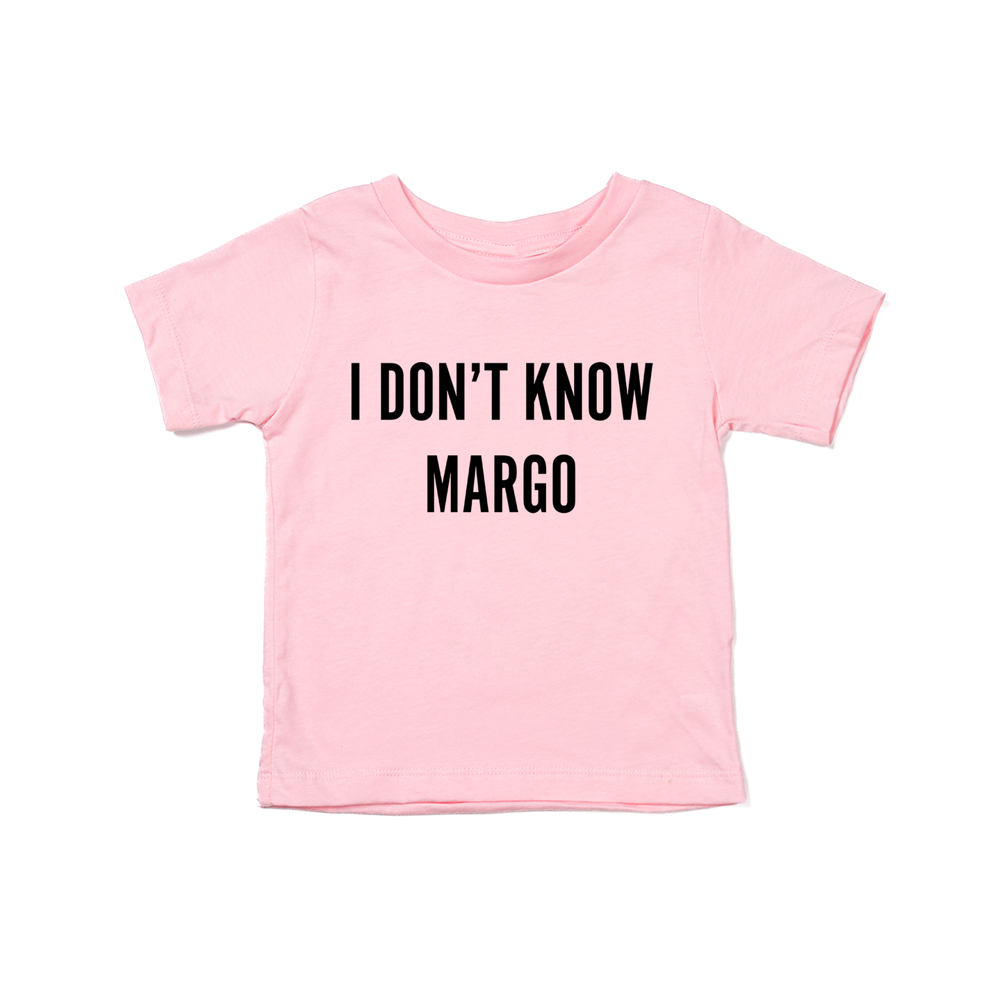 I Don't Know Margo (Black) - Kids Tee (Pink)