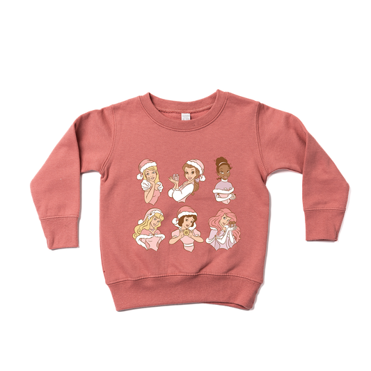 Christmas Princesses (Pink) - Kids Sweatshirt (Mauve)