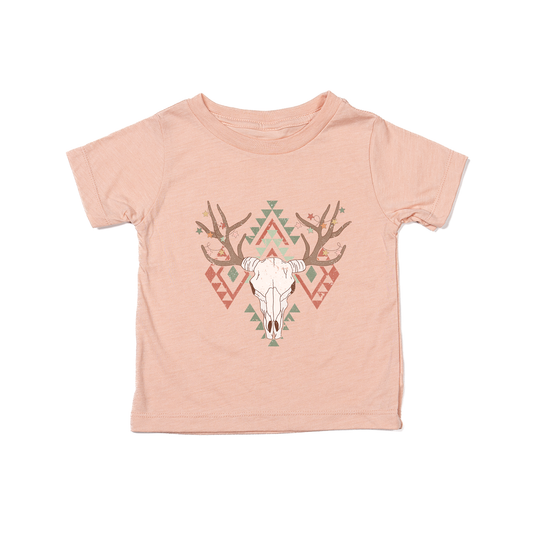 Christmas Western Skull - Kids Tee (Peach)