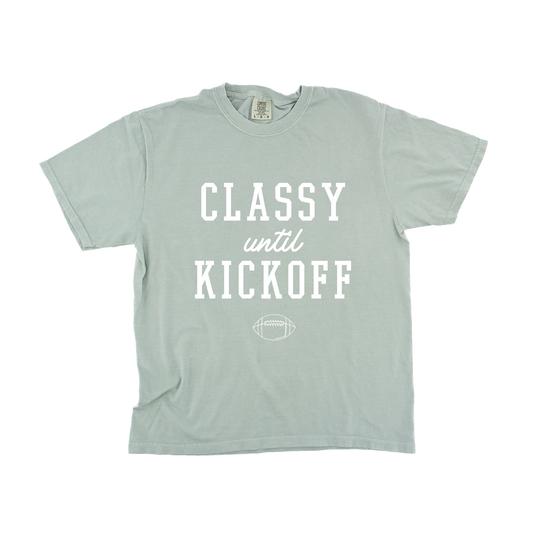 Classy Until Kickoff (White) - Tee (Bay)