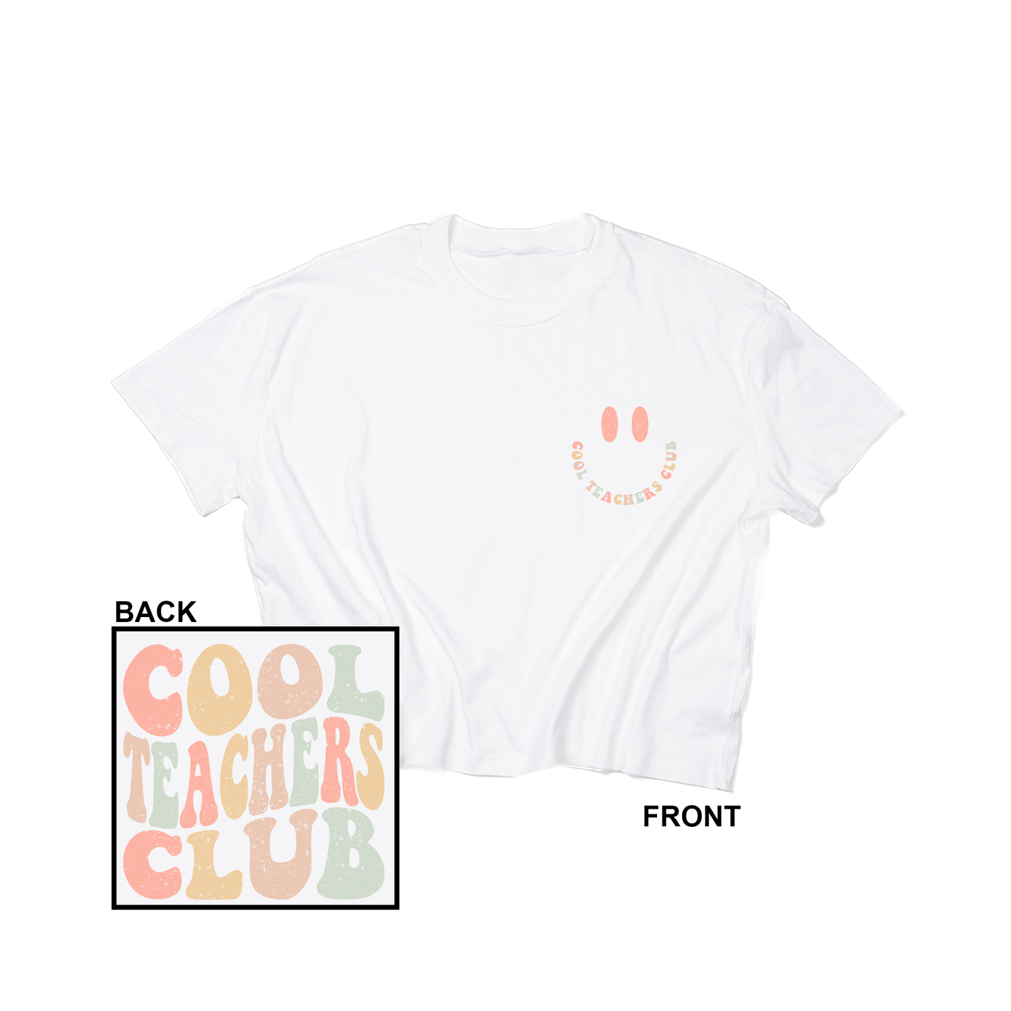 Cool Teachers Club (Pocket & Back) - Cropped Tee (White)