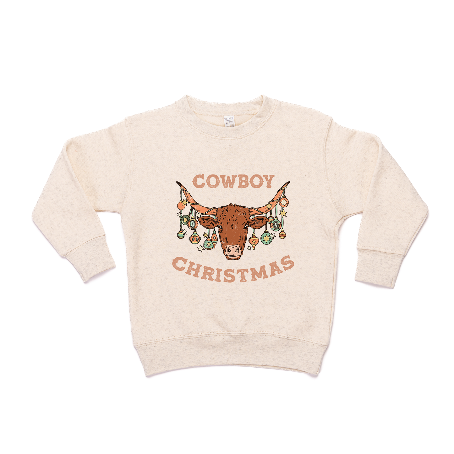 Cowboy Christmas - Kids Sweatshirt (Heather Natural)