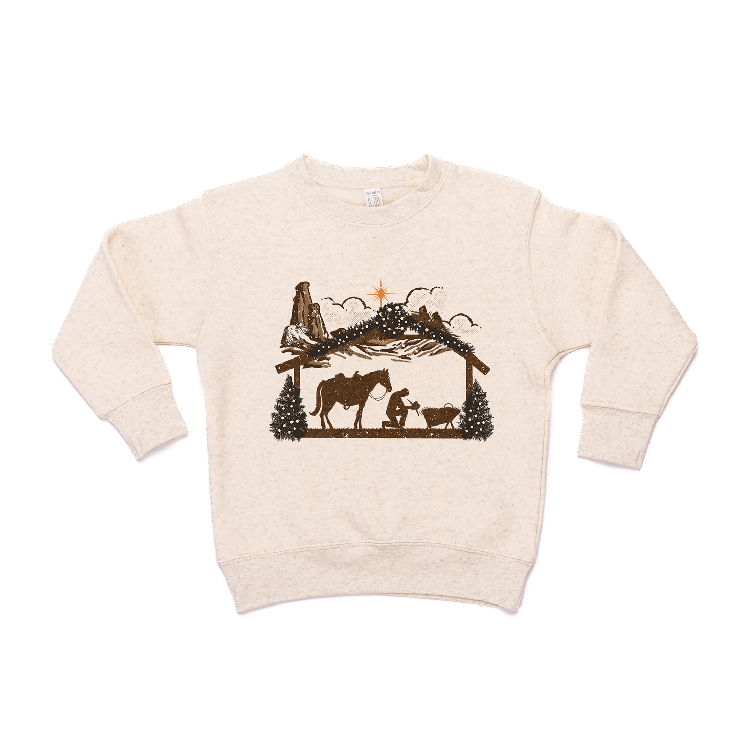 Cowboy Manger - Kids Sweatshirt (Heather Natural)