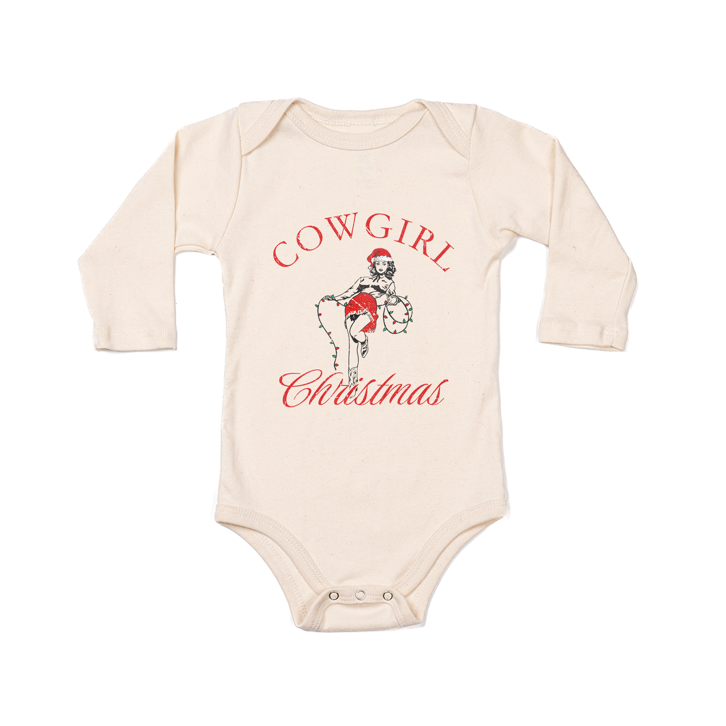 Cowgirl Christmas - Bodysuit (Natural, Long Sleeve)