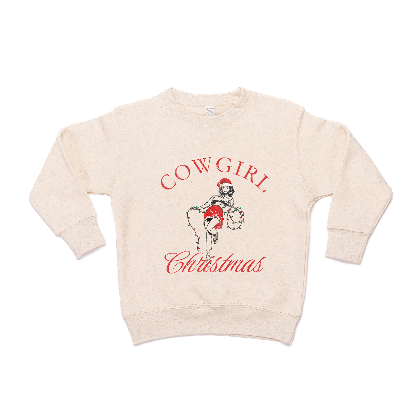 Cowgirl Christmas - Kids Sweatshirt (Heather Natural)