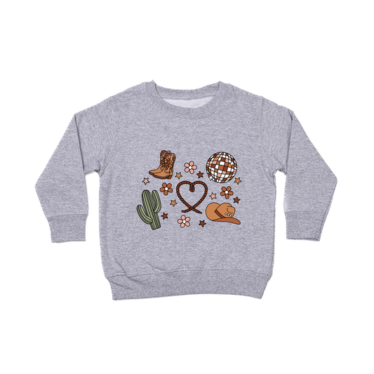 Western Love (Daisies) - Kids Sweatshirt (Heather Gray)