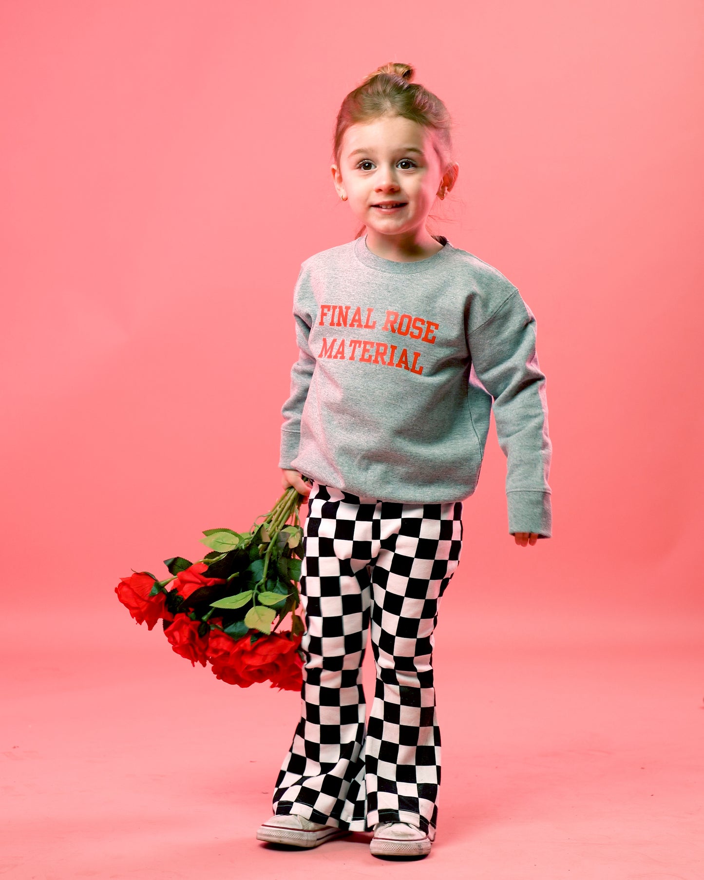 Final Rose Material (Red) - Kids Sweatshirt (Heather Gray)