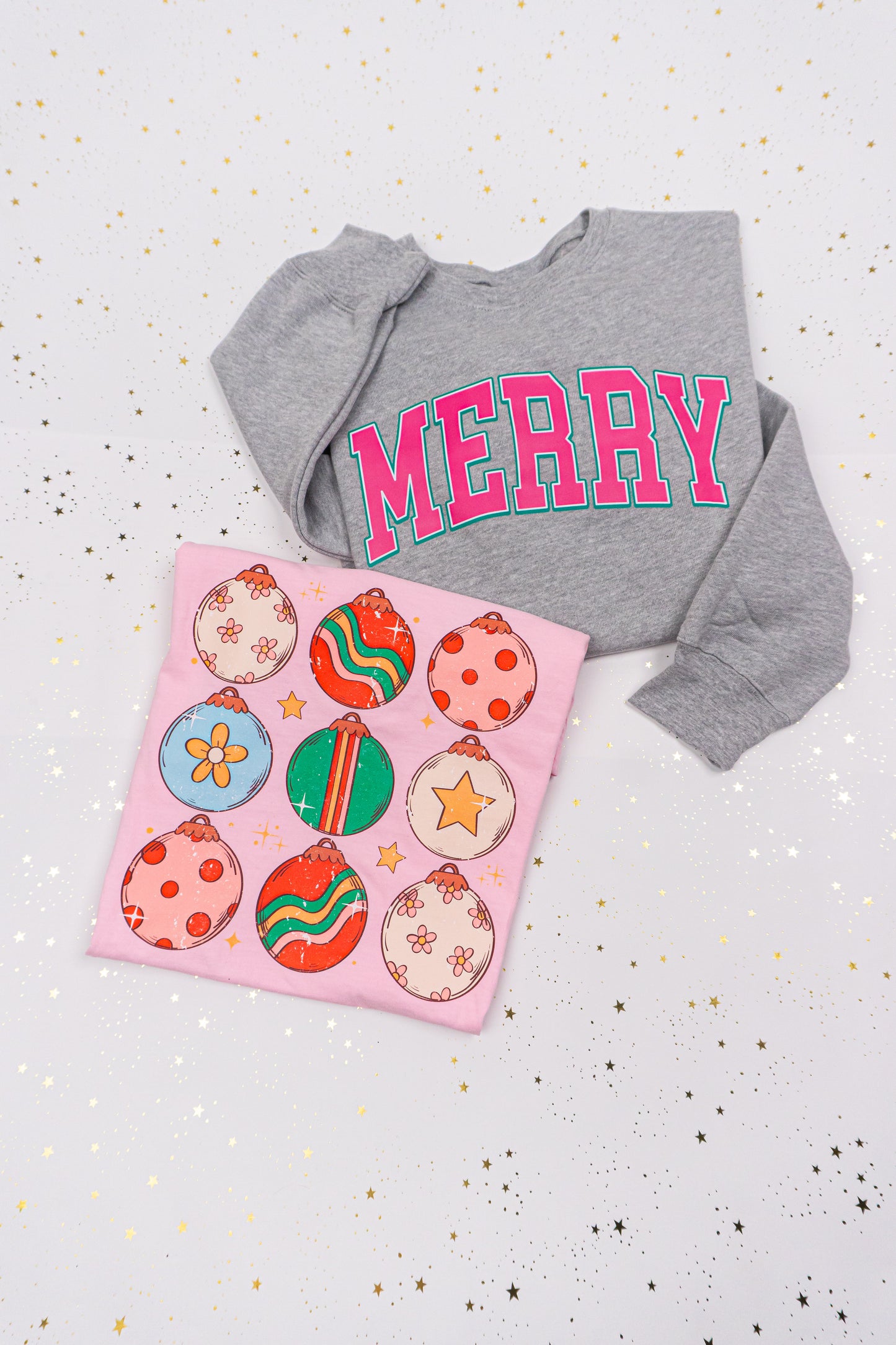 Merry Varsity (Pink) - Sweatshirt (Heather Gray)