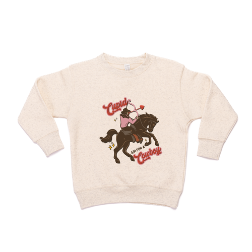 Cupid Aim For A Cowboy - Kids Sweatshirt (Heather Natural)