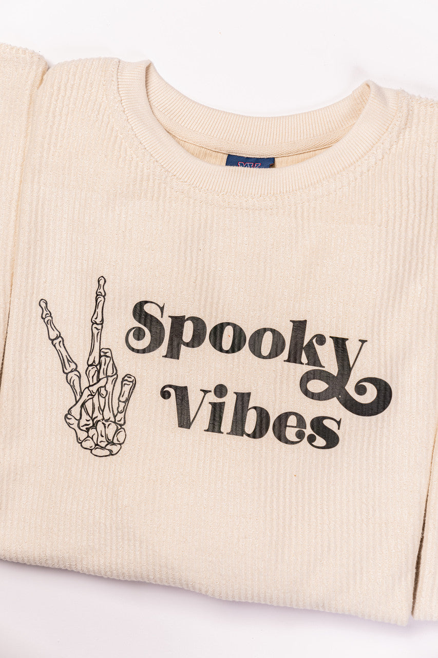 Spooky Vibes (Black) - Corded Sweatshirt (Ivory)