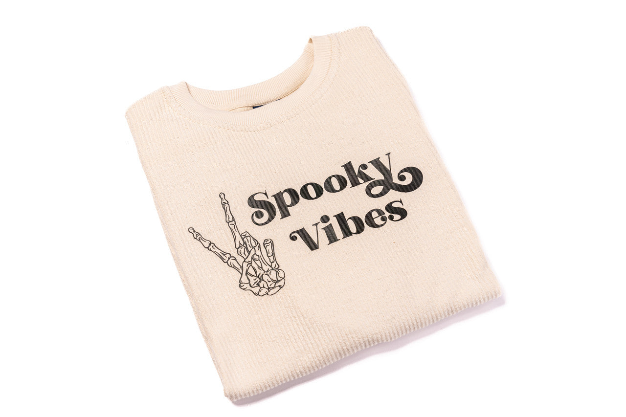 Spooky Vibes (Black) - Corded Sweatshirt (Ivory)