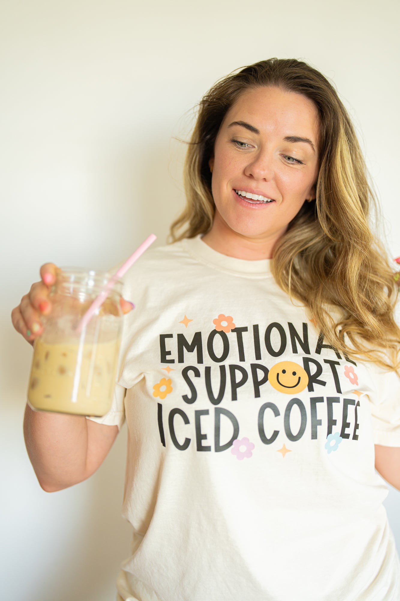 Emotional Support ICED Coffee - Tee (Vintage Natural, Short Sleeve)