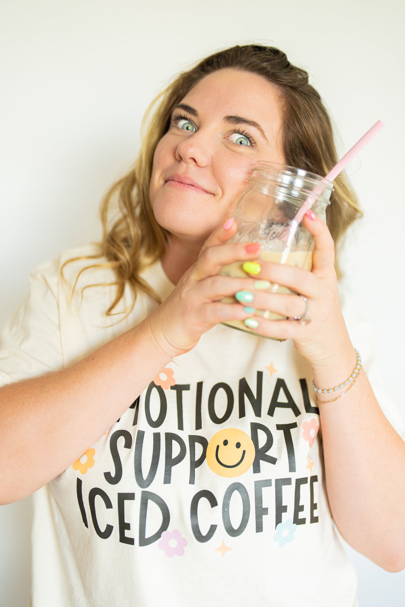 Emotional Support ICED Coffee - Tee (Vintage Natural, Short Sleeve)
