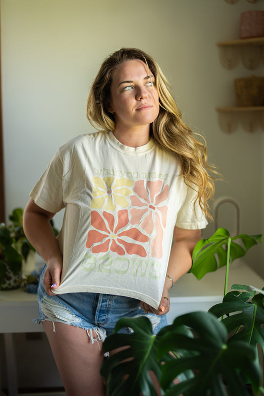 What You Water Grows - Cropped Tee (Vintage Natural)