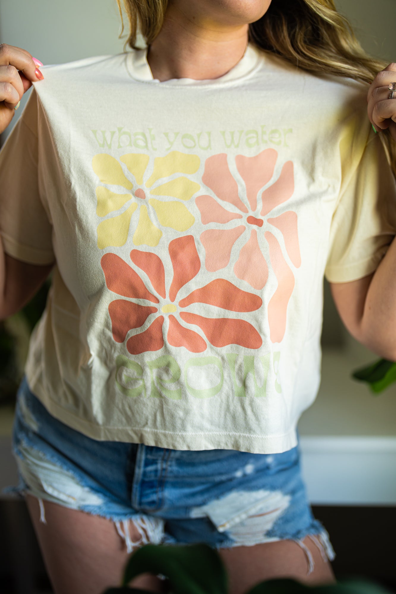 What You Water Grows - Cropped Tee (Vintage Natural)