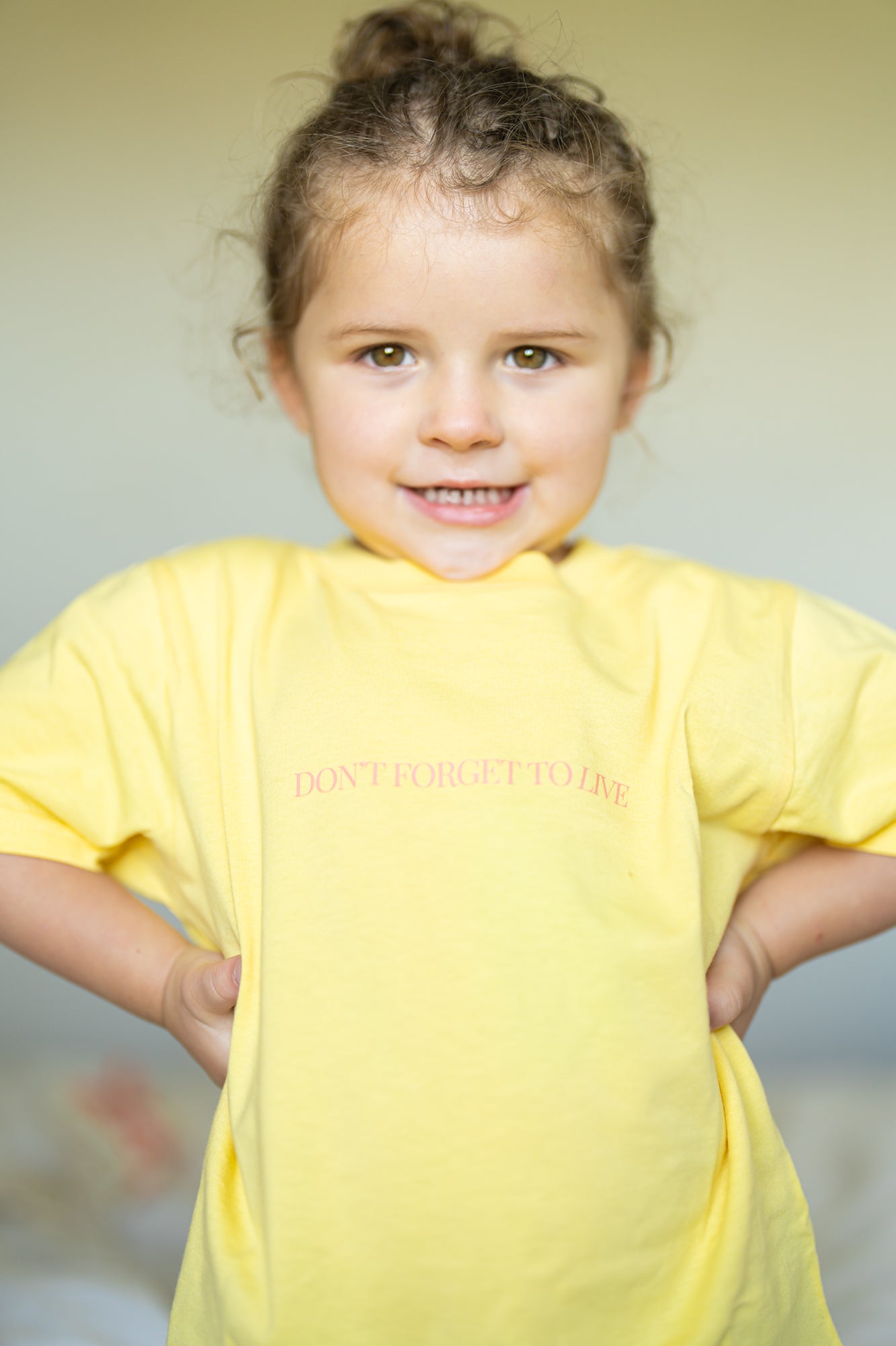 Don't Forget to Live (Front, Back) - Kids Tee (Yellow)