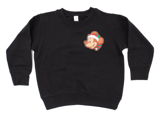 Christmas Mickey - Embroidered Kids Sweatshirt (Black)