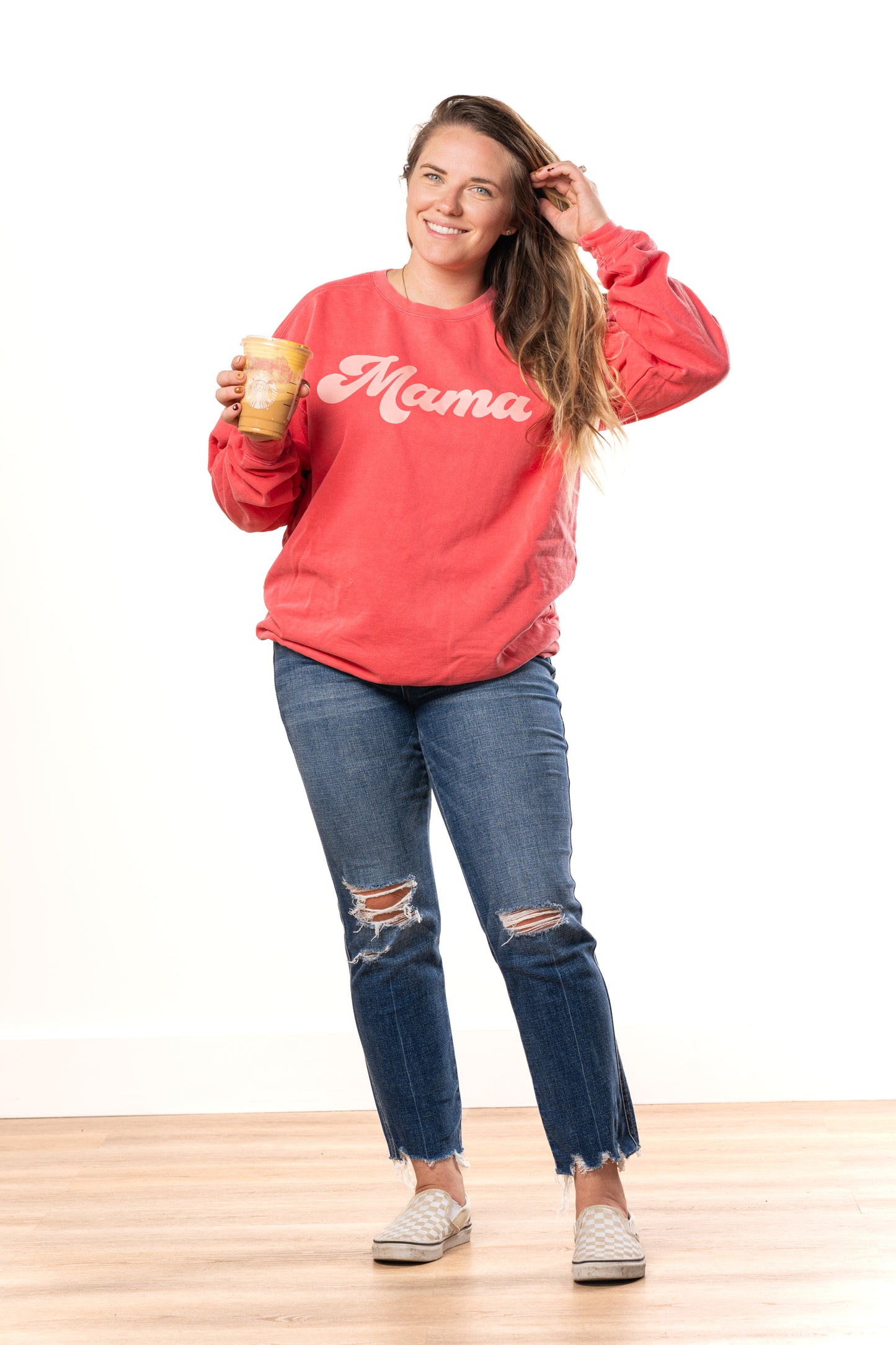 Mama Vintage Groovy (Across Front) - Sweatshirt (Watermelon)