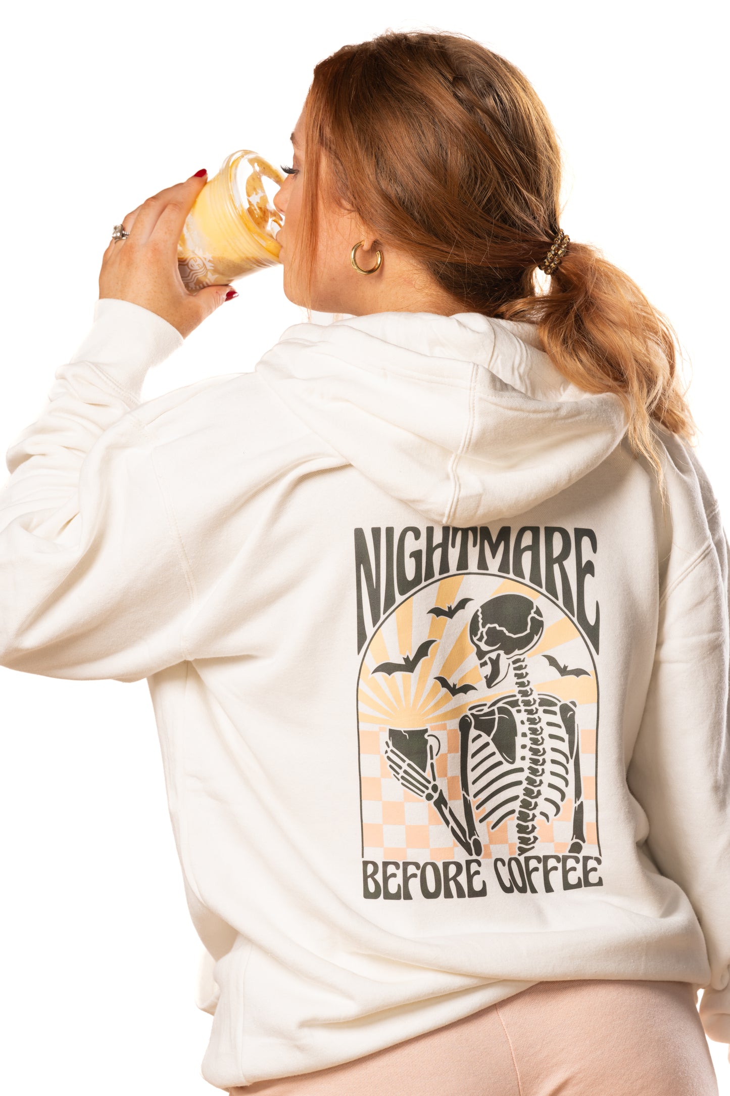 Nightmare Before Coffee (Pocket & Back) - Hoodie (Creme)