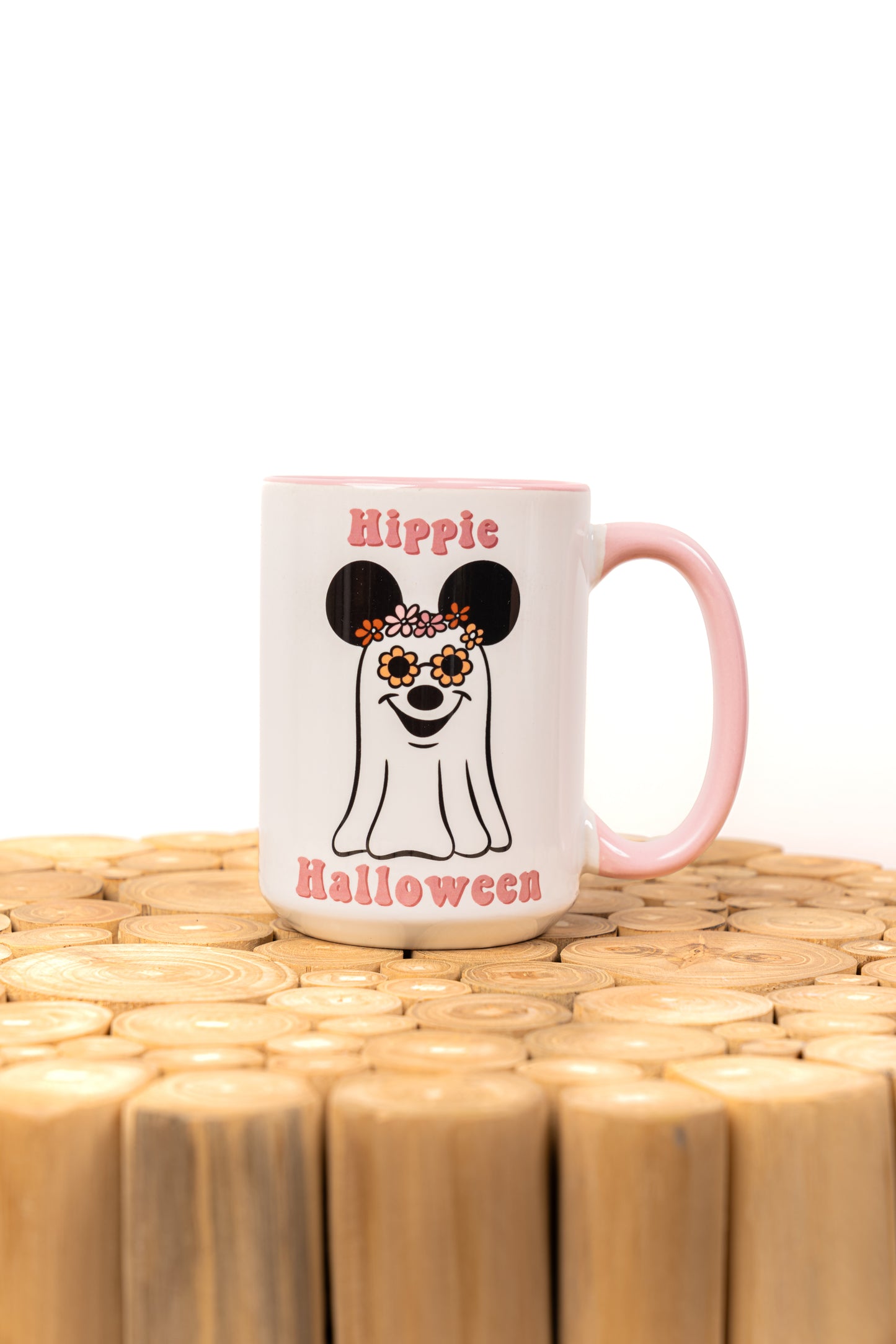 Hippie Halloween - Coffee Mug (Pink Handle & Inside)