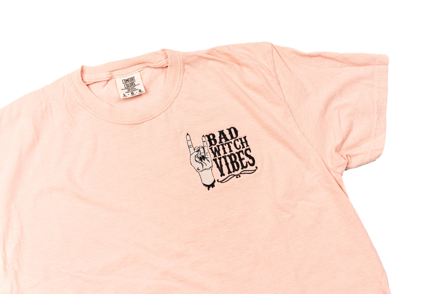 Bad Witch Vibes - Embroidered Cropped Tee (Peach)