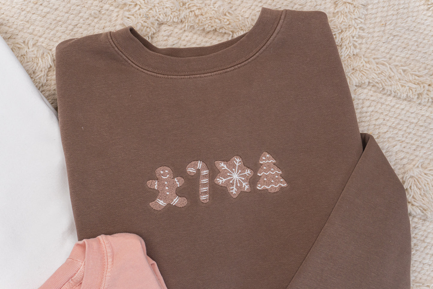 Traditional Christmas Cookies - Embroidered Sweatshirt (Cocoa)