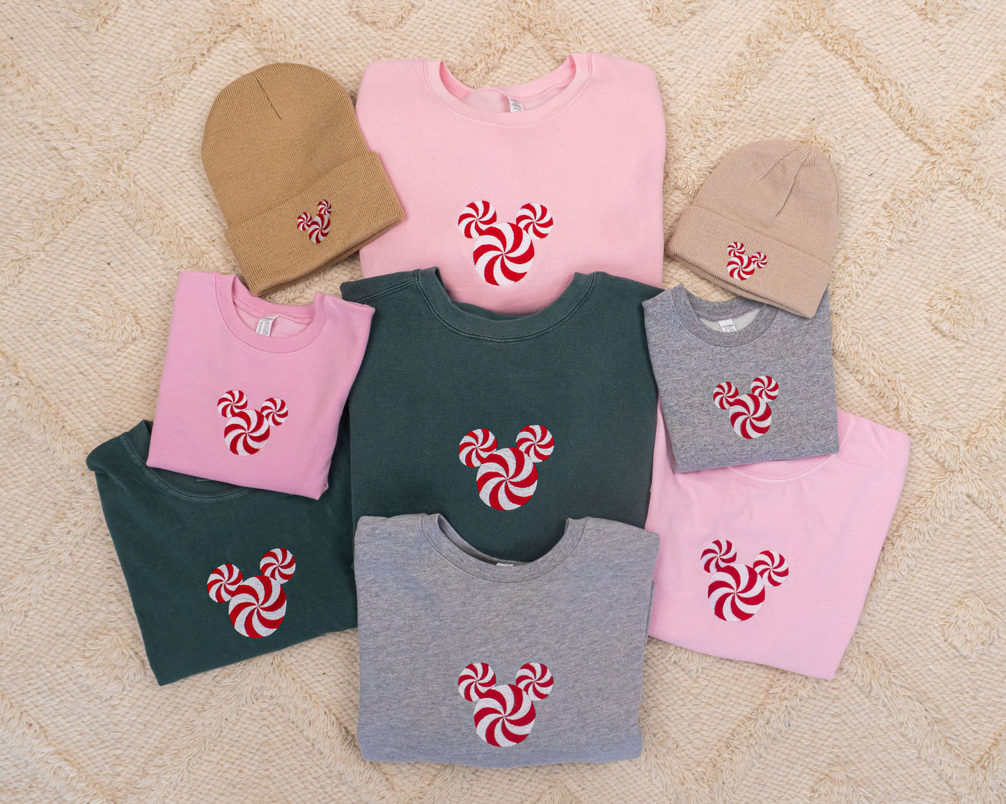 Peppermint Mouse - Embroidered Sweatshirt (Heather Gray)