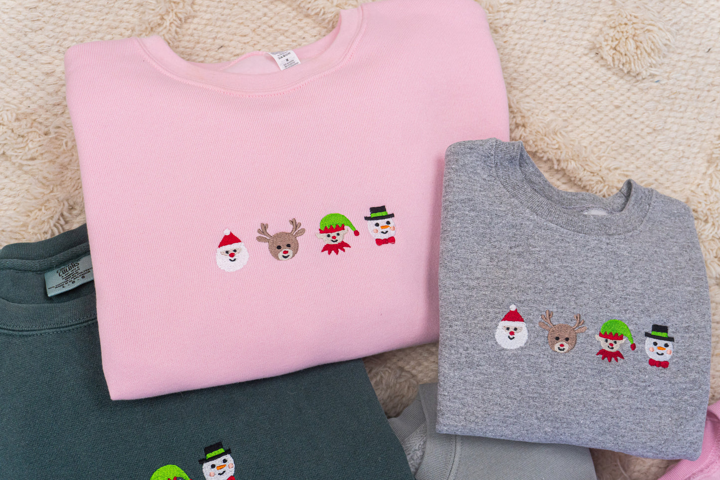 Christmas Crew - Embroidered Sweatshirt (Light Pink)