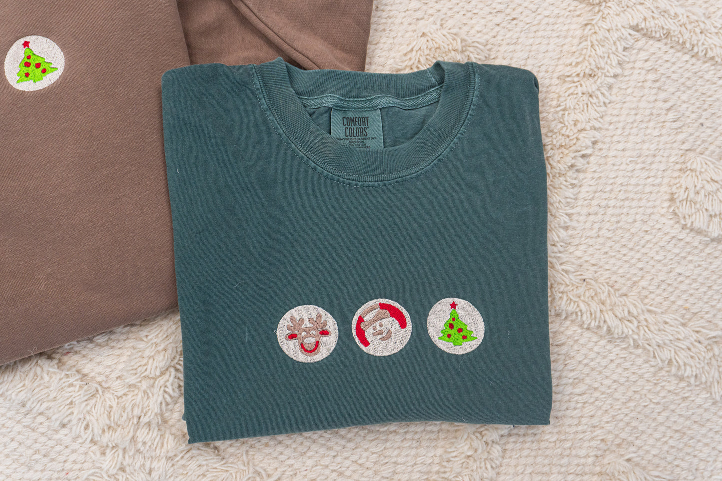 Christmas Sugar Cookies - Embroidered Tee (Blue Spruce)