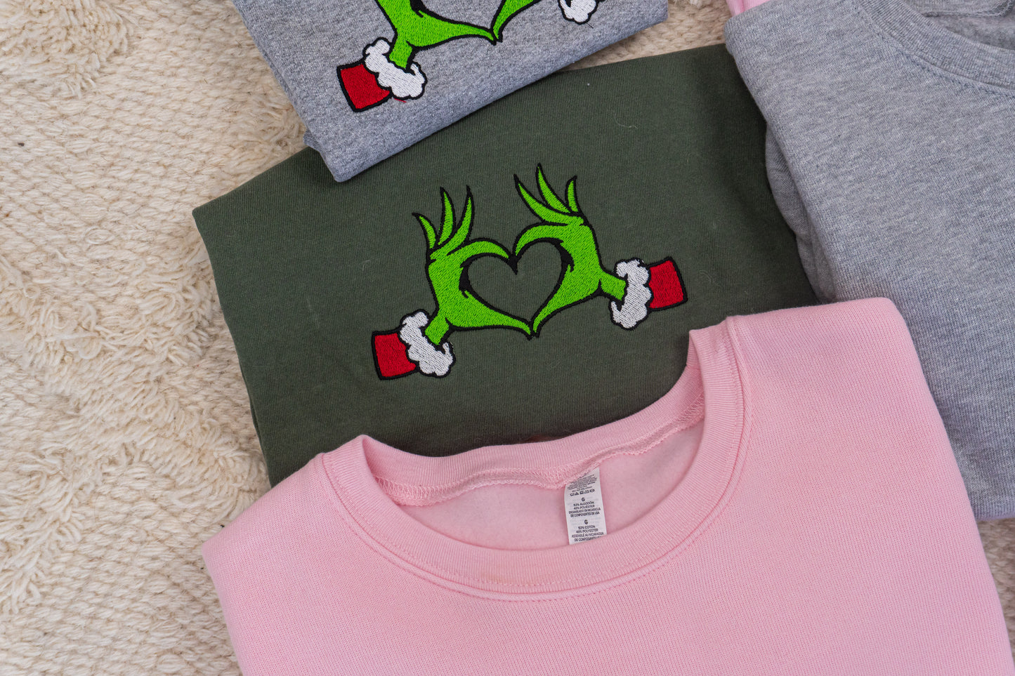 Christmas Heart Hands - Embroidered Tee (Spruce)