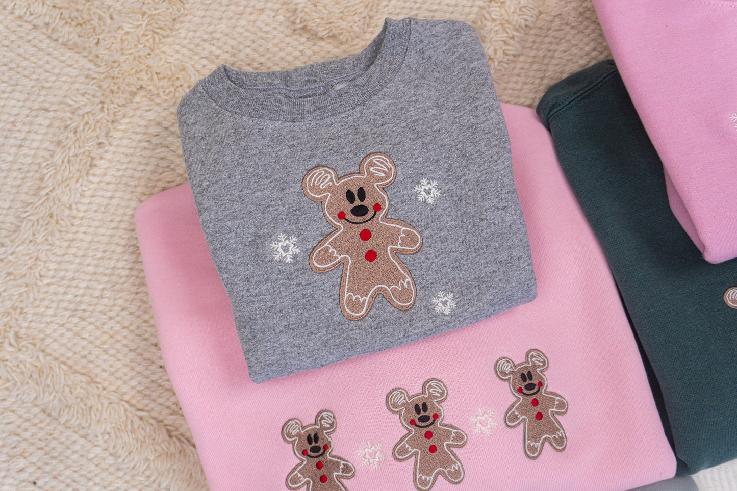 Magic Mouse Gingerbread Cookies - Embroidered Sweatshirt (Light Pink)