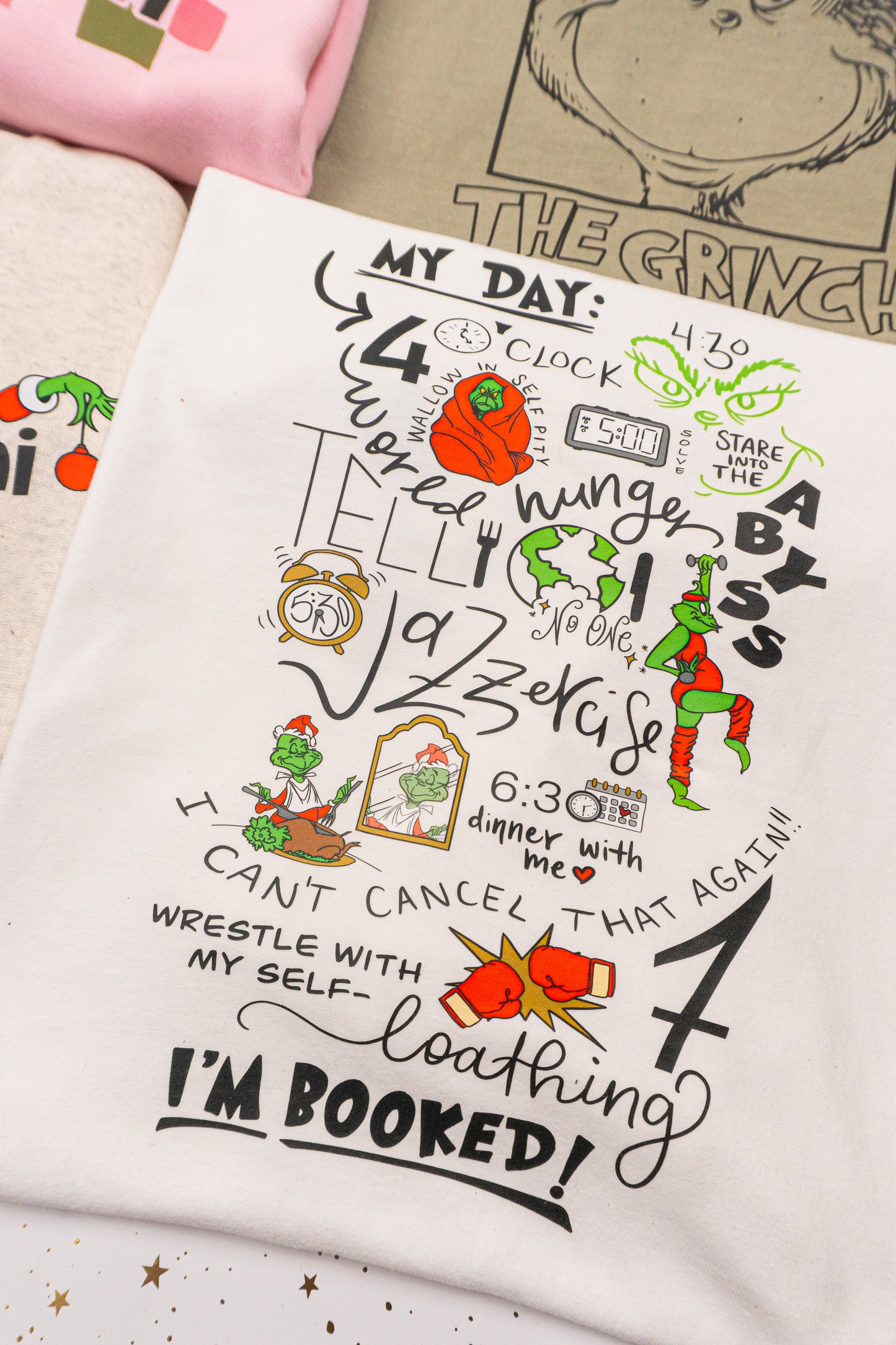 My Day I'm Booked (Pocket & Back) - Tee (Vintage White, Long Sleeve)