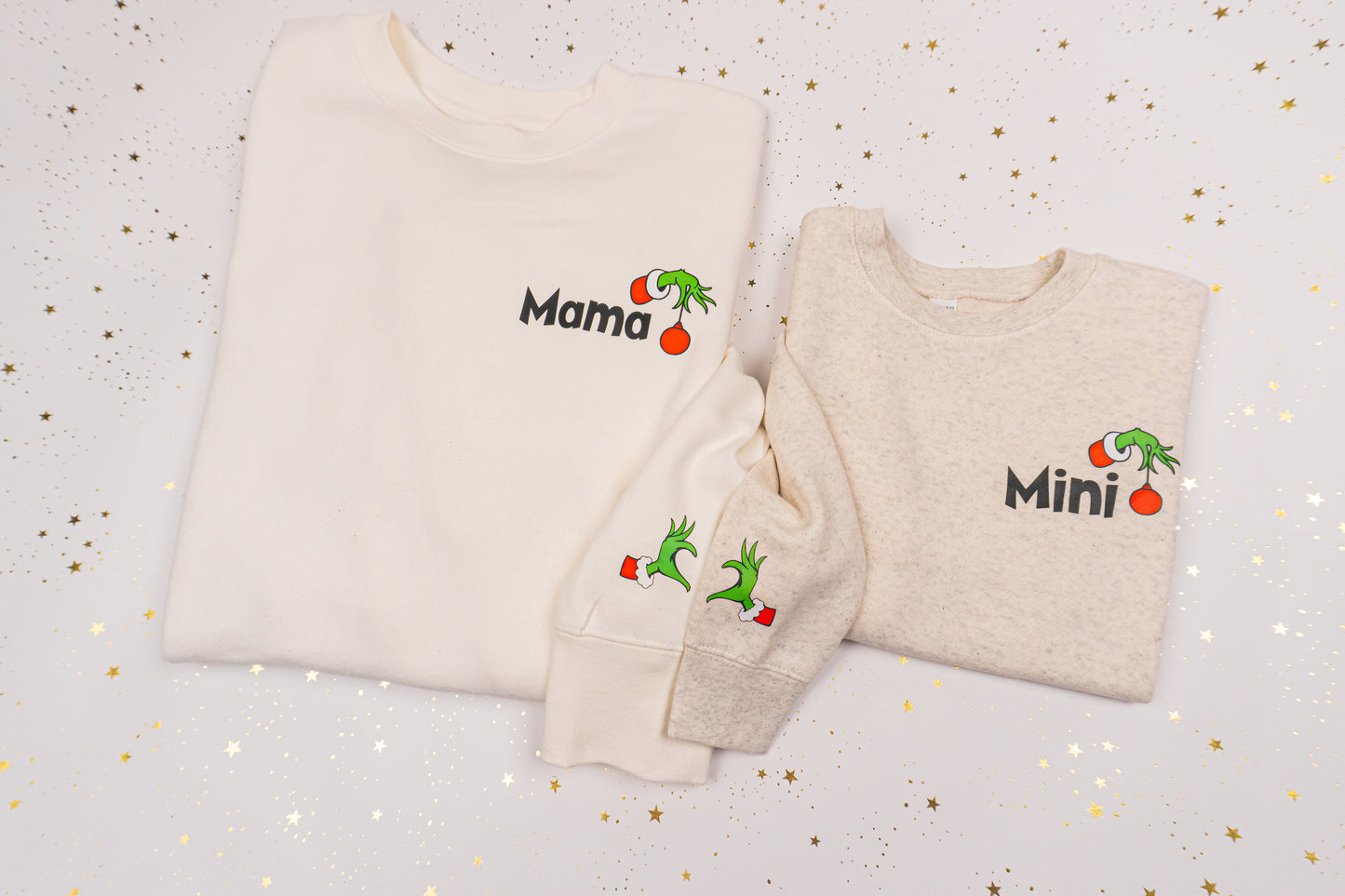 Christmas Mama Half Heart (Pocket, Left Sleeve) - Sweatshirt (Creme)