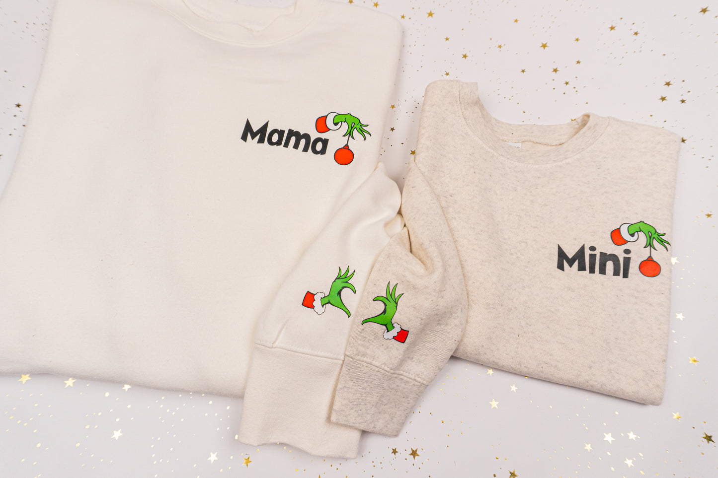 Christmas Mama Half Heart (Pocket, Left Sleeve) - Sweatshirt (Light Pink)