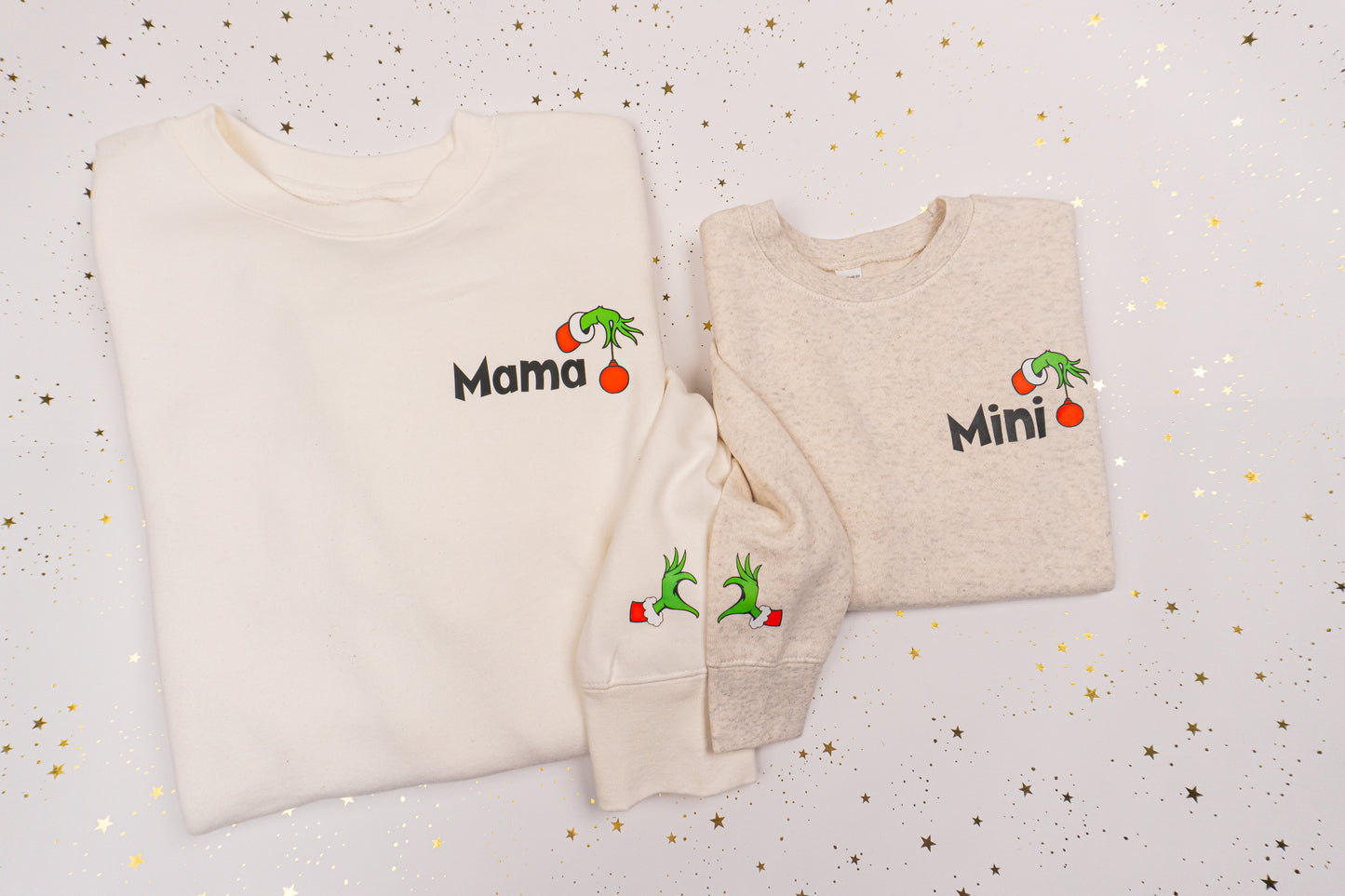 Christmas Mama Half Heart (Pocket, Left Sleeve) - Sweatshirt (Creme)