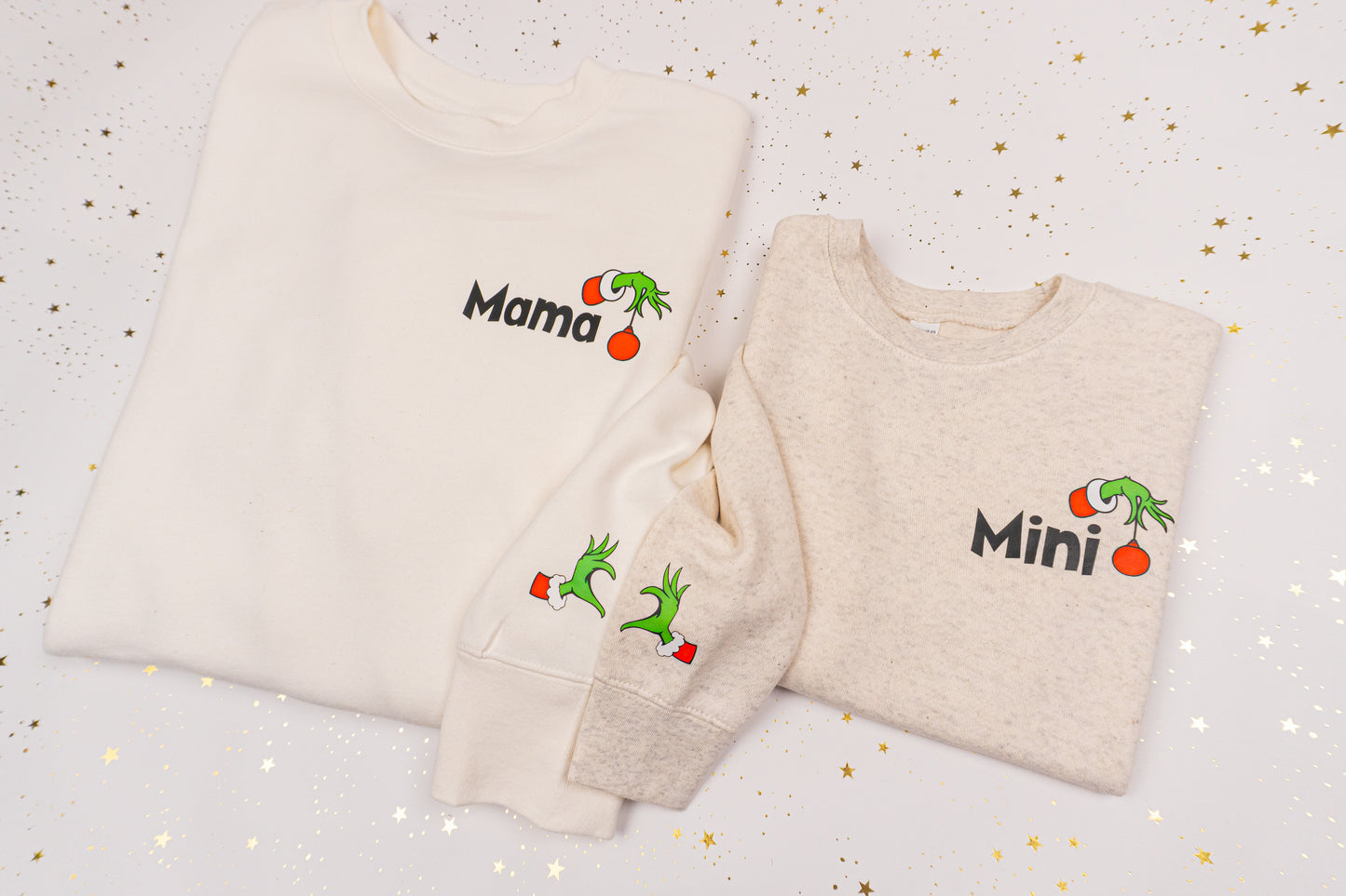 Christmas Mama Half Heart (Pocket, Left Sleeve) - Sweatshirt (Light Pink)